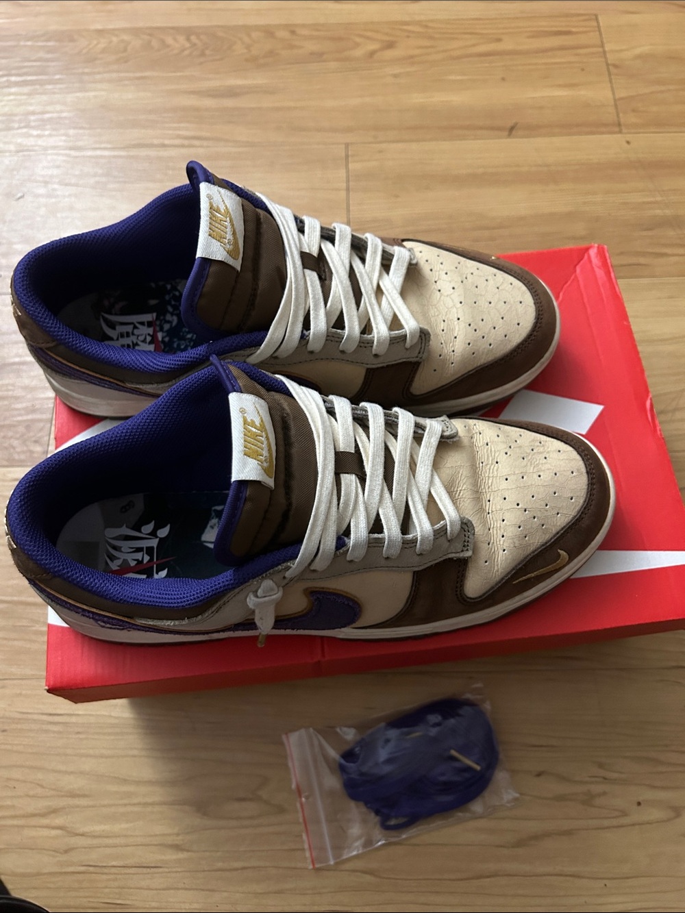 Nike Dunk Low PRM white onyx court purple khaki - men’s 9.5/womens 11 sneakers - Picture 3 of 11